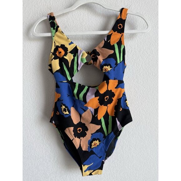 Roxy Women’s Color Jam One Piece Swimsuit Anthracite Flower Jammin Size Small - Picture 7 of 16